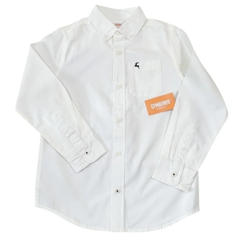 Gymboree Holiday Traditions Long Sleeve Button Down Dress Shirt Boys 6 Cream
